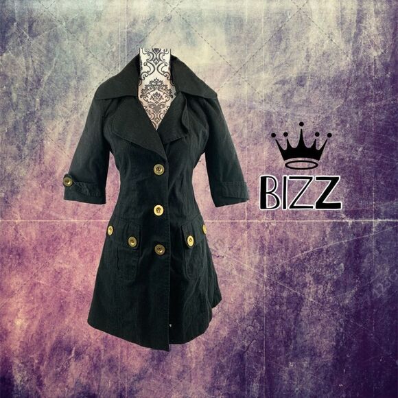 bizz Jackets & Blazers - Dress length black jacket, w/buttons & bow